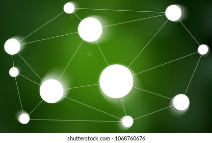 Light Green vector background with dots and lines. Modern abstract colorful illustration with spheres and lines. Pattern can be used as texture of wallpapers.