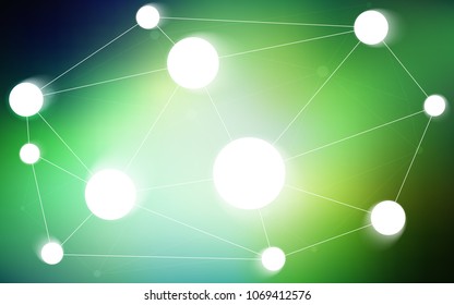 Light Green vector background with dots and lines. Decorative design in abstract style with triangle structure. Completely new template for your brand book.