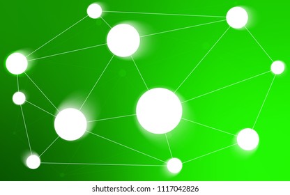 Light Green vector background with dots and lines. Abstract illustration with colorful discs and triangles. Pattern can be used for ads, leaflets.