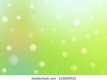 Light Green vector background with dots. Glitter abstract illustration with blurred drops of rain. Pattern can be used as texture of water, rain drops.
