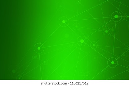 Light Green vector background with dots and lines. Decorative design in abstract style with triangle structure. Pattern can be used for futuristic ad, booklets.