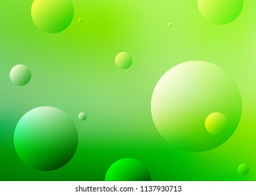 Light Green vector background with dots. Blurred bubbles on abstract background with colorful gradient. The pattern can be used for ads, leaflets of liquid.