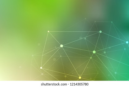 Light Green vector background with dots and lines. Decorative design in abstract style with triangle structure. Pattern can be used as texture of wallpapers.