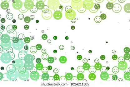 Light Green vector background with funny smiles. Beautiful colored illustration with smiles in simple style. Pattern for parties, gifts, congratulations.