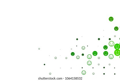 Light Green vector background with funny smiles. Beautiful colored illustration with smiles in simple style. Pattern for ad, booklets, leaflets of celebrations.