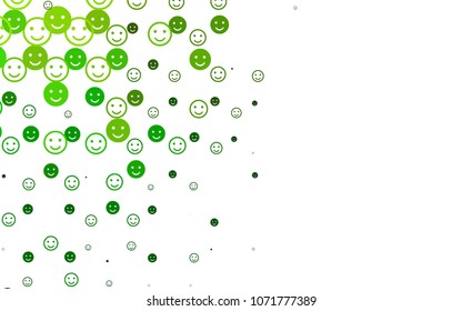 Light Green vector background with funny smiles. Blurred decorative design of smiles in doodle style. Beautiful design for your business advert.