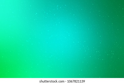 Light Green vector background with galaxy stars. Shining colored illustration with bright astronomical stars. Template for cosmic backgrounds.