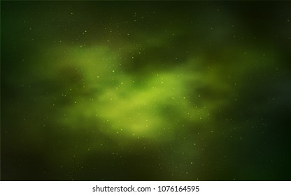 Light Green vector background with galaxy stars. Shining colored illustration with bright astronomical stars. Best design for your ad, poster, banner.