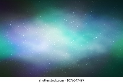 Light Green vector background with galaxy stars. Shining colored illustration with bright astronomical stars. Smart design for your business advert.