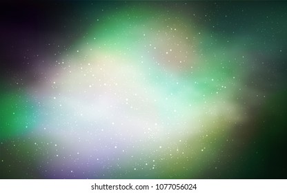 Light Green vector background with galaxy stars. Space stars on blurred abstract background with gradient. Pattern for astrology websites.