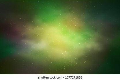 Light Green vector background with galaxy stars. Space stars on blurred abstract background with gradient. Pattern for astronomy websites.
