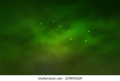 Light Green vector background with galaxy stars. Space stars on blurred abstract background with gradient. Best design for your ad, poster, banner.