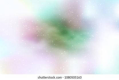 Light Green vector background with galaxy stars. Space stars on blurred abstract background with gradient. Smart design for your business advert.