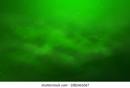 Light Green vector background with galaxy stars. Blurred decorative design in simple style with galaxy stars. Best design for your ad, poster, banner.