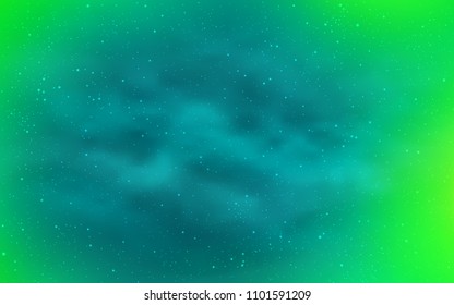Light Green vector background with galaxy stars. Shining illustration with sky stars on abstract template. Pattern for futuristic ad, booklets.