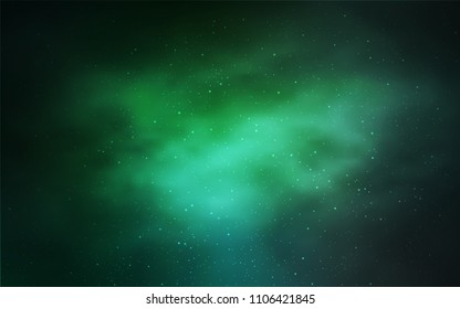 Light Green vector background with galaxy stars. Space stars on blurred abstract background with gradient. Best design for your ad, poster, banner.