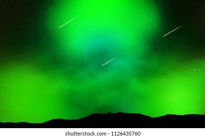 Light Green vector background with galaxy stars. Glitter abstract illustration with colorful cosmic stars. Best design for your ad, poster, banner.