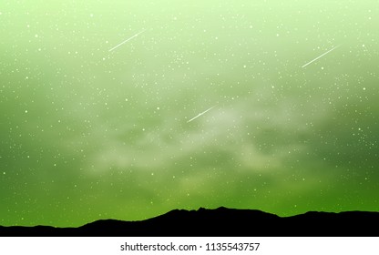 Light Green vector background with galaxy stars. Shining illustration with sky stars on abstract template. Best design for your ad, poster, banner.