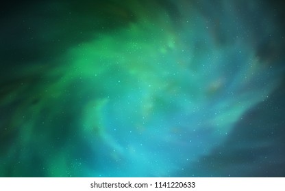 Light Green vector background with galaxy stars. Glitter abstract illustration with colorful cosmic stars. Best design for your ad, poster, banner.