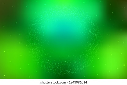 Light Green vector background with galaxy stars. Blurred decorative design in simple style with galaxy stars. Pattern for futuristic ad, booklets.