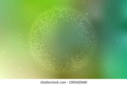 Light Green vector background with galaxy stars. Glitter abstract illustration with colorful cosmic stars. Pattern for astronomy websites.