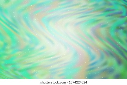 Light Green vector background with galaxy stars. Glitter abstract illustration with colorful cosmic stars. Template for cosmic backgrounds.