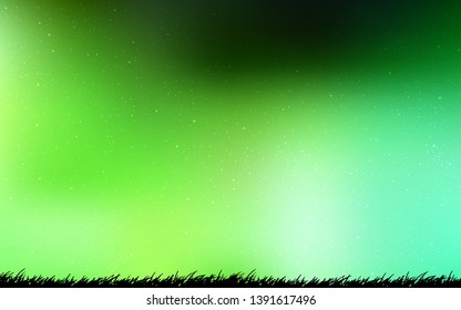 Light Green vector background with galaxy stars. Space stars on blurred abstract background with gradient. Smart design for your business advert.