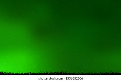 Light Green vector background with galaxy stars. Shining colored illustration with bright astronomical stars. Pattern for futuristic ad, booklets.