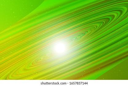 Fondo vectorial verde claro con estrellas de galaxia. Ilustración abstracta brillante con estrellas cósmicas coloridas. Mejor diseño para tu anuncio, afiche, banner.