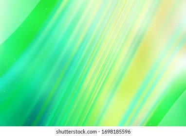 Fondo vectorial verde claro con estrellas de galaxia. Decoración borrosa de estilo sencillo con estrellas galaxiales. Mejor diseño para tu anuncio, afiche, banner.
