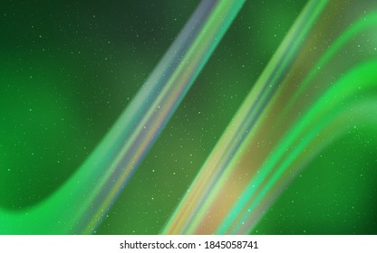 Light Green vector background with galaxy stars. Glitter abstract illustration with colorful cosmic stars. Pattern for futuristic ad, booklets.