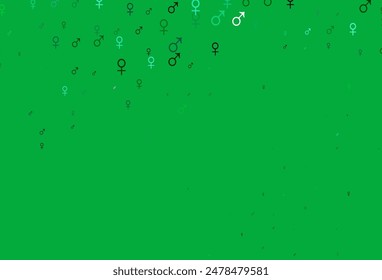 Light green vector background with gender symbols. Abstract illustration with colorful gradient gender symbols. Modern design for unisex wallpapers.