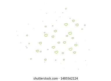 Light Green vector background with hearts. Hearts on blurred abstract background with colorful gradient. Template for Valentine's greeting postcards.