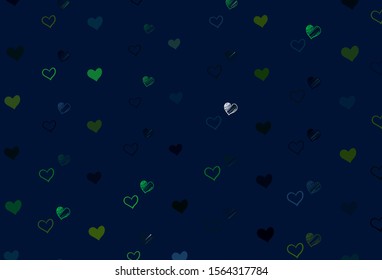 Light Green vector background with hearts. Illustration with hearts in love concept for valentine's day. Pattern for carnival, festival romantic leaflets.