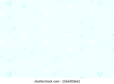 Light Green vector background with hearts. Glitter abstract illustration with colorful hearts in romantic style. Pattern for marriage gifts, congratulations.