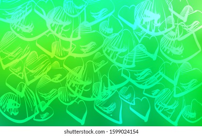 Light Green vector background with hearts. Beautiful colored illustration with hearts in celebration style. Beautiful design for your business advert of anniversary.