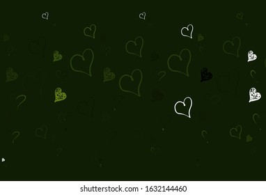 Light Green vector background with hearts. Beautiful abstract hearts on colorful gradient background. Design for celebrating of Valentine Day.