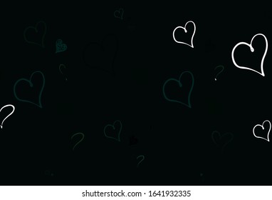 Light Green vector background with hearts. Decorative design with hearts in simple style . Design for celebrating of Valentine Day.