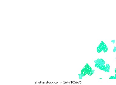 Light Green vector background with hearts. Smart illustration with gradient hearts in valentine style. Design for celebrating of Valentine Day.