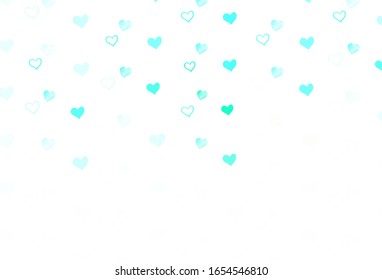 Light Green vector background with hearts. Glitter abstract illustration with colorful hearts in romantic style. Pattern for carnival, festival romantic leaflets.