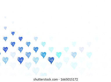 Fondo vectorial verde claro con corazones. Ilustración con formas de corazones degradados sobre fondo borroso. Patrón de regalos de matrimonio, felicitaciones.