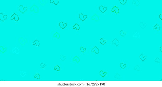 Light Green vector background with hearts. Beautiful colored illustration with hearts in celebration style. Pattern for valentine's ad, booklets.