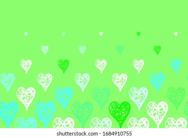 Light Green vector background with hearts. Beautiful abstract hearts on colorful gradient background. Design for a business advert of anniversary.
