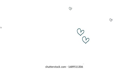 Fondo vectorial verde claro con corazones. Ilustración decorativa brillante con corazones sobre plantilla abstracta. Plantilla para tarjetas postales de San Valentín.