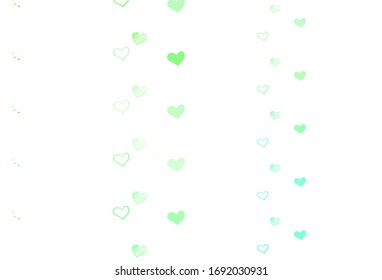 Fondo vectorial verde claro con corazones. Diseño decorativo con corazones de estilo sencillo. Diseño para celebrar San Valentín.