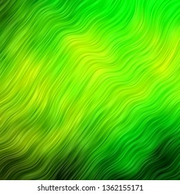 Light Green vector background with lines. Illustration in halftone style with gradient curves. Pattern for ads, commercials.