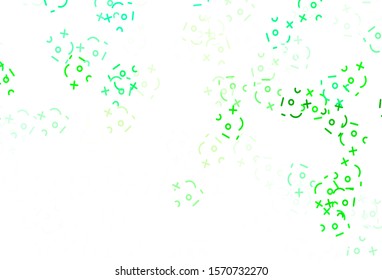 Light Green vector background with math elements. Shining colorful illustration with isolated Digit signs. Best design a poster, banner of a math college.