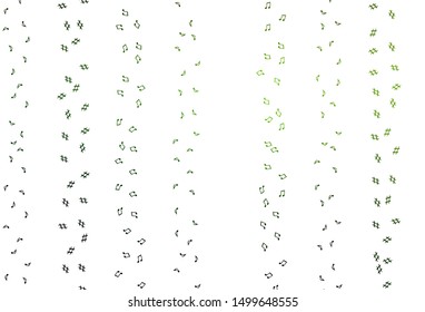 Light Green vector background with music symbols. Abstract illustration with colorful symbols of melody. Pattern for festival leaflets.