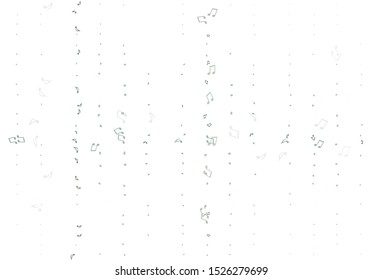 Light Green vector background with music symbols. Decorative design in abstract style with music shapes. Pattern for websites of musicians.