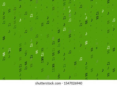 Light Green vector background with music symbols. Modern abstract illustration with melody keys. Pattern for festival leaflets.